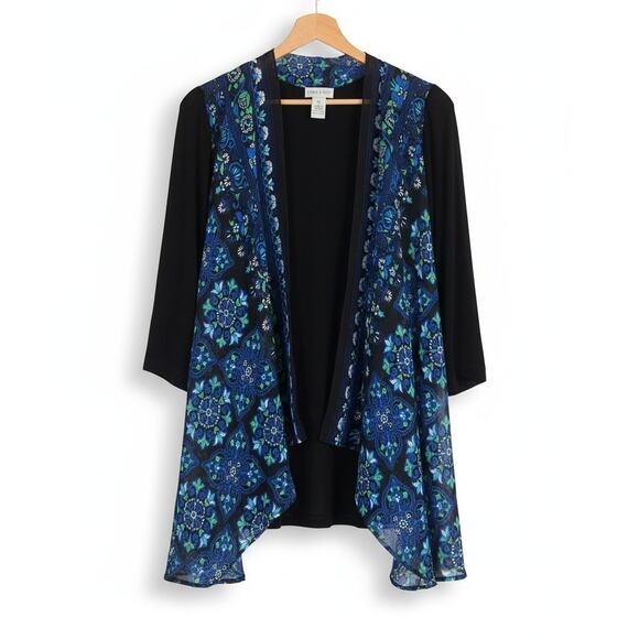 Catherines Womens 0X Artsy Boho Career Eclectic Sheer Paisley Duster Cardigan - Picture 1 of 11